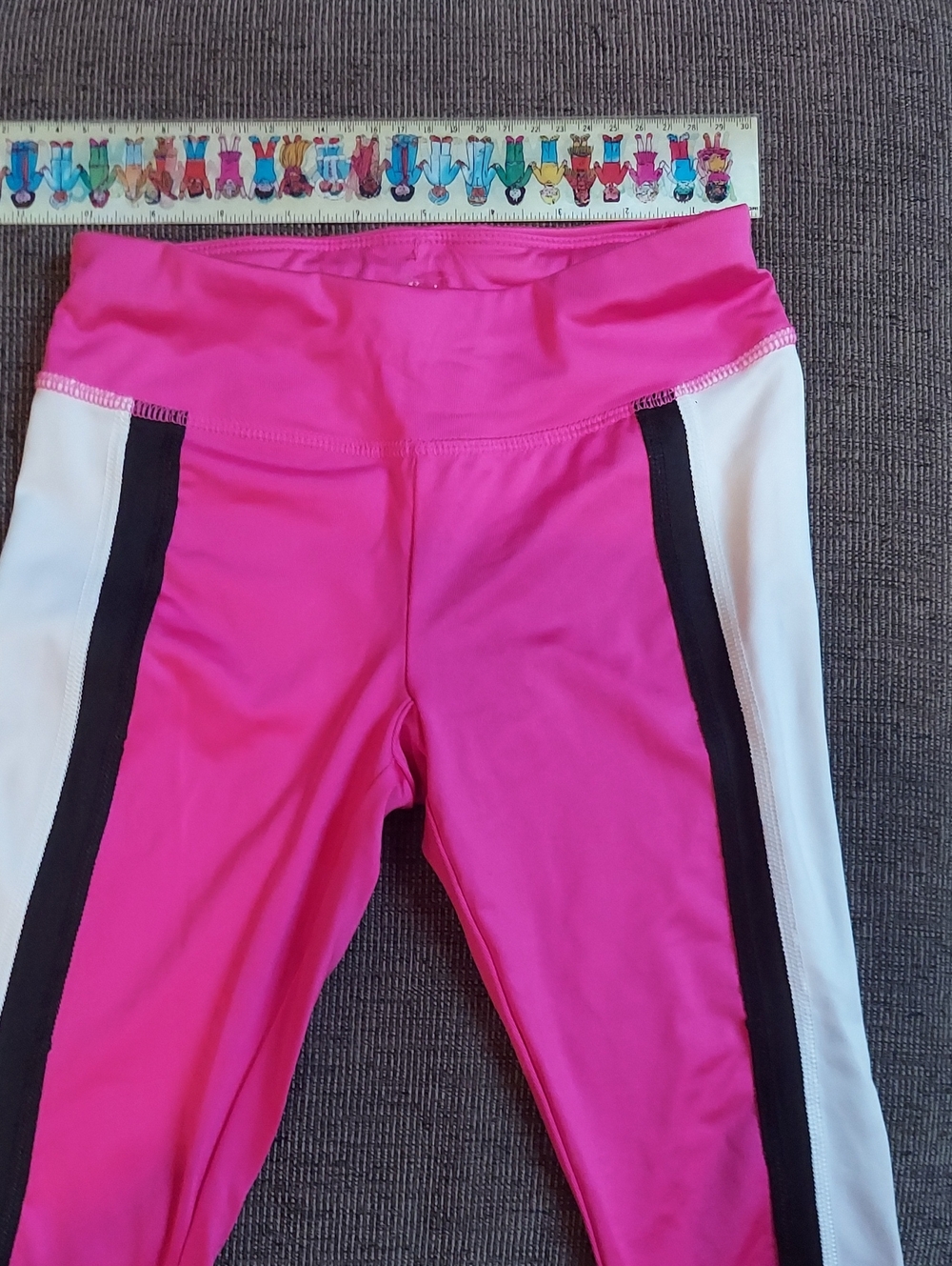 Girls' Hot Pink Active Leggings with Black & White Side Panels